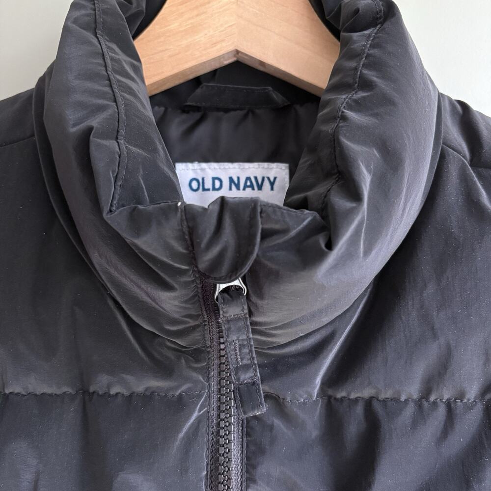 OLD NAVY Girls L 10/12 Black Puffer Vest Zip Front Quilted Water Resistant - Picture 2 of 10